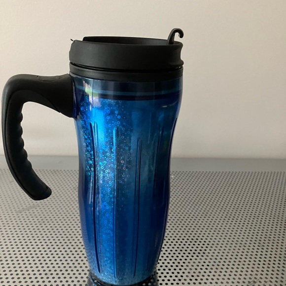 2004 STARBUCKS COFFEE SPARKLING BLUE TUMBLER/TRAVEL MUG 16 oz. - Picture 2 of 7